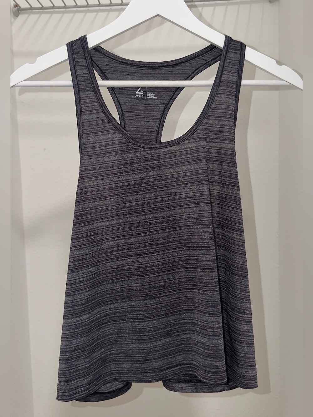 Zella Black Gray Striped Racerback Tank